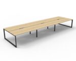 Infinity Back to Back Loop Leg Workstation 6 Person 1800 x 750 x 730mm Natural Oak Top / Black Frame