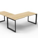 Infinity Loop Leg Corner Workstation 1800 x 750mm Natural Oak Top / Black Frame