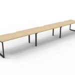 Infinity Single Sided Loop Leg Workstation 3 Person 1200 x 750 x 730mm Natural Oak Top / Black Frame