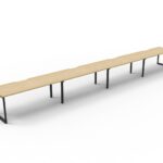 Infinity Single Sided Loop Leg Workstation 4 Person 1200 x 750 x 730mm Natural Oak Top / Black Frame