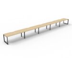 Infinity Single Sided Loop Leg Workstation 5 Person 1500 x 750 x 730mm Natural Oak Top / Black Frame