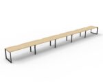 Infinity Single Sided Loop Leg Workstation 5 Person 1500 x 750 x 730mm Natural Oak Top / Black Frame - Image 2