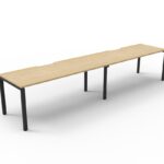 Infinity Single Sided Profile Leg Workstation 2 Person 1200 x 750 x 730mm Natural Oak Top / Black Frame