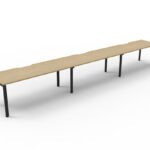Infinity Single Sided Profile Leg Workstation 3 Person 1500 x 750 x 730mm Natural Oak Top / Black Frame