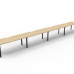 Infinity Single Sided Profile Leg Workstation 4 Person 1500 x 750 x 730mm Natural Oak Top / Black Frame