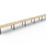 Infinity Single Sided Profile Leg Workstation 5 Person 1200 x 750 x 730mm Natural Oak Top / Black Frame