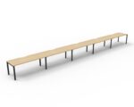 Infinity Single Sided Profile Leg Workstation 5 Person 1500 x 750 x 730mm Natural Oak Top / Black Frame - Image 2