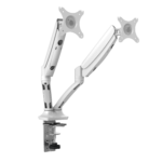 Executive Dual Gas Spring Monitor Arm - White Satin 100mm