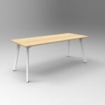 Eternity Meeting Table 1500 x 750 x 730mm Natural Oak Top / White Frame