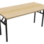 Steel Frame Folding Table 1800 x 900 x 730mm Natural Oak Top / Black Frame