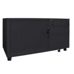 GO Steel Mobile Caddy -  Left Tambour - Black Satin 1050 x 500mm