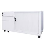 GO Steel Mobile Caddy -  Right Tambour - White China 1050 x 500mm