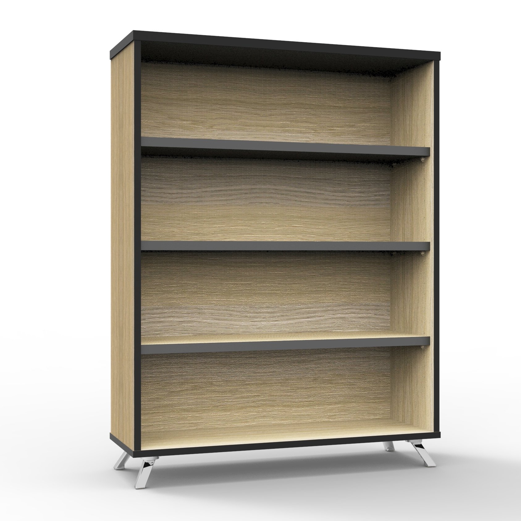 mc_images_ifbk12_no2 Rapid Infinity Bookcase 900 x 315mm Natural Oak Top / Black Includes 3 X 25Mm T Adjustable Shelves Frame - Image 1