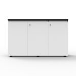 Rapid Infinity Swing Door Cupboard 1500 x 450 x 730mm Natural White Top / Black Finished In Laminate With Black Rigid Edging Frame