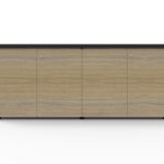 Rapid Infinity Swing Door Cupboard 1800 x 450 x 730mm Natural Oak Top / Black Finished In Laminate With Black Rigid Edging Frame
