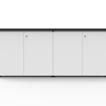 Rapid Infinity Swing Door Cupboard 1800 x 450 x 730mm Natural White Top / Black Finished In Laminate With Black Rigid Edging Frame