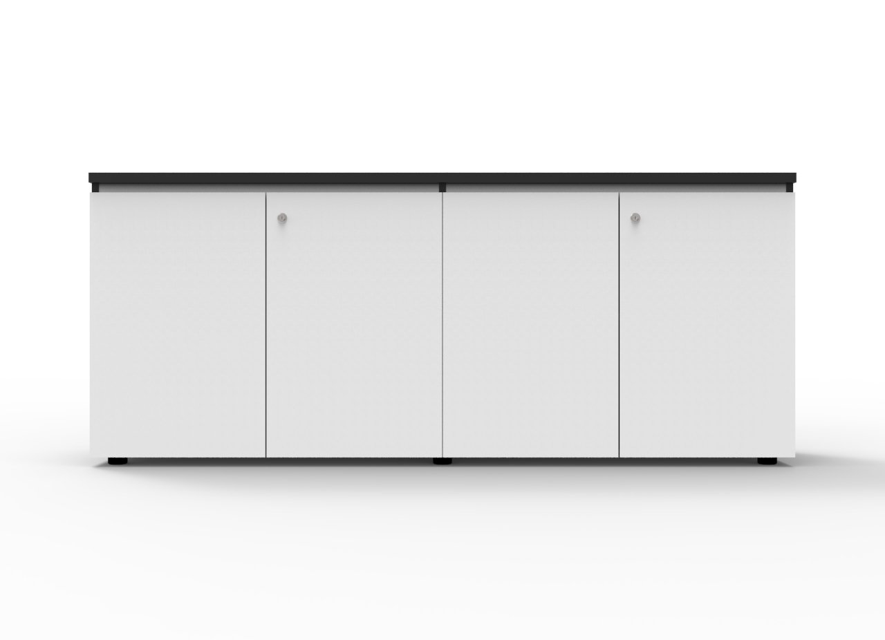 mc_images_ifsd1845_nw_bl Rapid Infinity Swing Door Cupboard 1800 x 450 x 730mm Natural White Top / Black Finished In Laminate With Black Rigid Edging Frame - Image 1