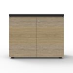 Rapid Infinity Swing Door Cupboard 900 x 600 x 730mm Natural Oak Top / Black Finished In Laminate With Black Rigid Edging Frame