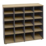 Rapid Worker Pigeon 20 Hole Storage Unit - Natural Oak & Ironstone 1040 x 380 x 1040mm Natural Oak Top / Ironstone Divided Over 4 Vertical Sections Frame