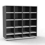 Rapid Worker Pigeon 20 Hole Storage Unit - Natural White & Ironstone 1040 x 380 x 1040mm Natural White Top / Ironstone Divided Over 4 Vertical Sections Frame