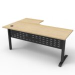 Deluxe Rapid Span Corner Workstation 1800 x 1200 x 750mm Natural Oak Top / Black Frame