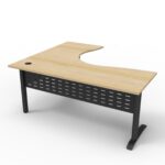 Deluxe Rapid Span Corner Workstation 1800 x 1500 x 750mm Natural Oak Top / Black Frame