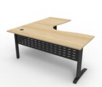 Deluxe Rapid Span Corner Workstation 1800 x 1800 x 750mm Natural Oak Top / Black Frame