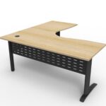 Deluxe Rapid Span Corner Workstation 1800 x 1800 x 750mm Natural Oak Top / Black Frame