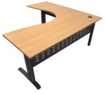 Rapid Span Corner Workstation 1500 x 1500 x 700mm Beech Top / Black Powder Coat 1500Mm X 1500Mm X 700Mm D X 730Mm H Unique Span Leg Frame - Image 2