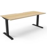 Boost Static Single Sided Workstation 1200 x 750 x 730mm Natural Oak Top / Black Satin E0 Rated 25Mm Thick Top With 50Mm D Scallop Cut Out To Rear Underframe Finished In Powder Coat Frame