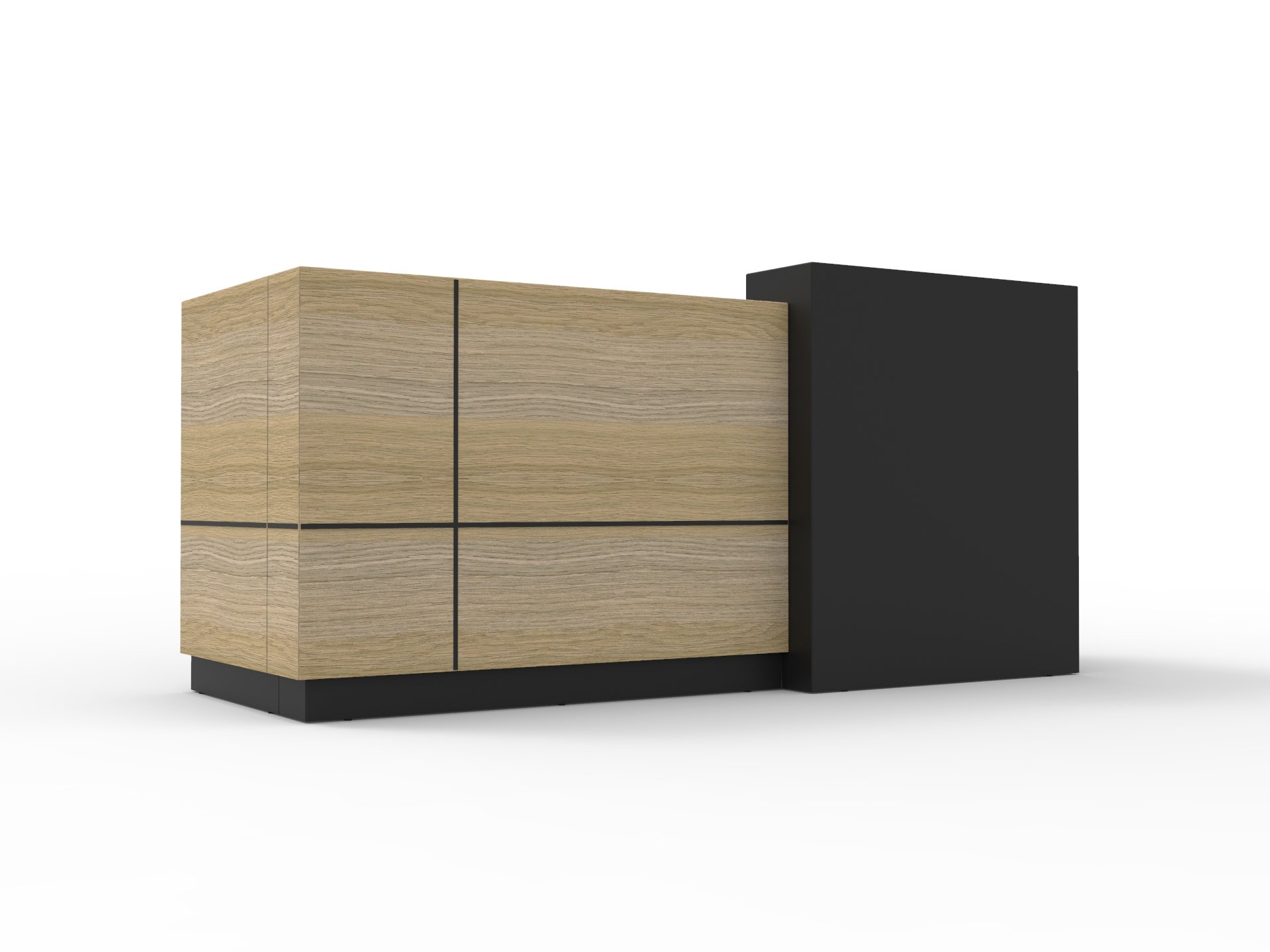 mc_images_sempre_no_bl Sempre Reception Counter - Natural Oak & Black 2400mm Natural Oak Top / Black Frame - Image 1