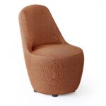 Myk Single Lounge Chair - Rust Fabric 650 x 710 x 800mm Black Leather