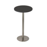 Estilo Round Dry Bar Table 600mm Black Top / Stainless Steel 600Mm Diameter X 1050Mm H Overall 450Mm Diameter Disc Base Plate Base E0 Enviroboard Top Frame