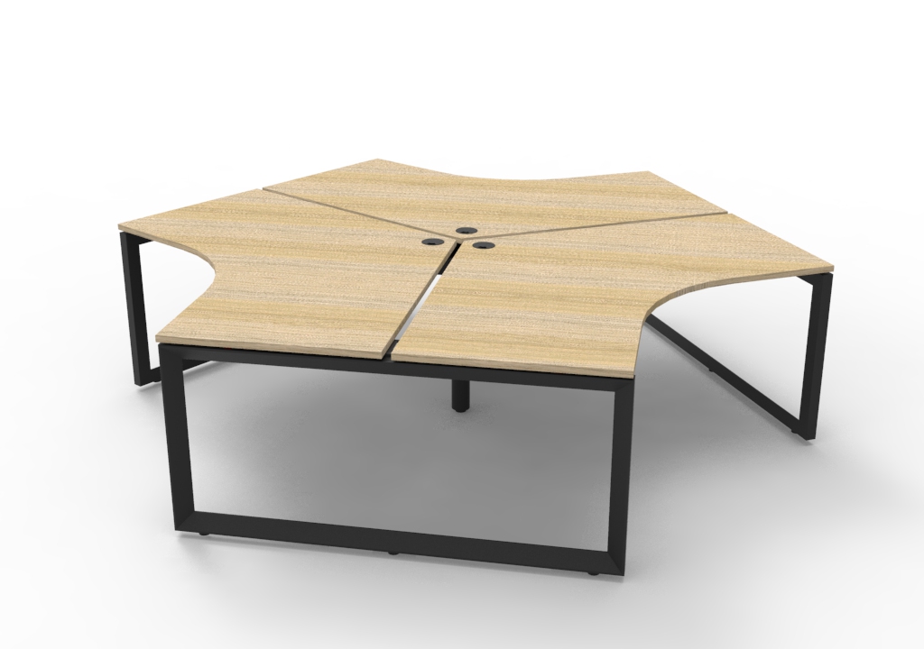 prod_images_d_ill3p120d_no_bl Infinity 120 Degree Workstation - Loop Leg 3 Person 2866 x 2480 x 730mm Natural Oak Top / Black Frame - Image 1