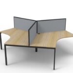 Infinity 120 Degree Workstation - Profile Leg 3 Person 2866 x 2480 x 1200mm Natural Oak Top / Black Frame