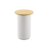 Drum Base High Bar Table 600mm Natural Oak Top / White Frame