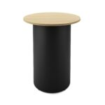 Drum Base High Bar Table 900mm Natural Oak Top / Black Frame