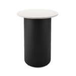 Drum Base High Bar Table 900mm Natural White Top / Black Frame
