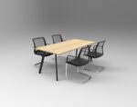 Eternity Meeting Table 1500 x 750 x 730mm Natural Oak Top / Black Frame - Image 3