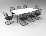 Eternity Meeting Table 2400 x 1200 x 730mm Natural White Top / Black Frame - Image 2