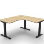 Boost Static Corner Workstation 1500 x 750 x 730mm Natural Oak Top / Black Satin E0 Rated 25Mm Thick Top With 80Mm Diameter Cable Entry Hole With Cover Underframe Finished In Powder Coat Frame