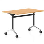 Typhoon Flip Top Table 1200 x 600 x 750mm Beech Top / Polished Aluminium Polished Aluminium Feet Frame