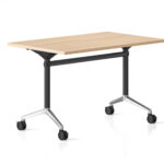 Typhoon Flip Top Table 1200 x 600 x 750mm Natural Oak Top / Polished Aluminium Polished Aluminium Feet Frame