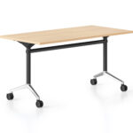 Typhoon Flip Top Table 2100 x 750 x 750mm Natural Oak Top / Polished Aluminium Polished Aluminium Feet Frame