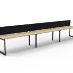 Infinity Single Sided Loop Leg Workstation 3 Person 4500 x 780 x 730mm Natural Oak Top / Black Frame
