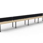Infinity Single Sided Loop Leg Workstation 4 Person 6000 x 780 x 730mm Natural Oak Top / Black Frame