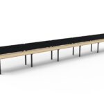 Infinity Single Sided Loop Leg Workstation 5 Person 6000 x 780 x 730mm Natural Oak Top / Black Frame