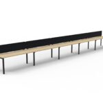 Infinity Single Sided Profile Leg Workstation 5 Person 7500 x 780 x 730mm Natural Oak Top / Black Frame